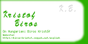 kristof biros business card